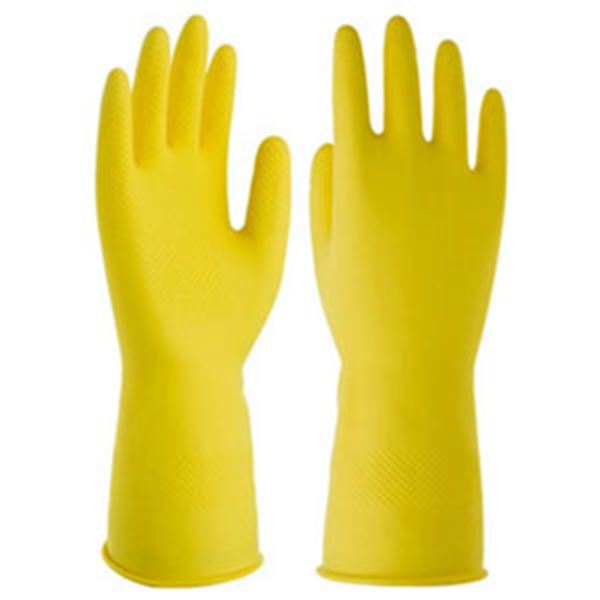 yellow household gloves