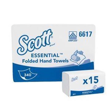 6617 Scott ESSENTIAL IFold Hand Towels x5100 - WHITE (21x20cm)