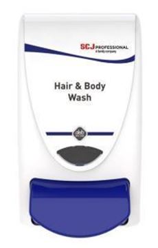 1lt SCJ Hair & Body Wash Dispenser - White Blue Button