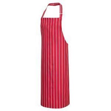 Striped Bib Apron Cotton 28x38" - Red/White