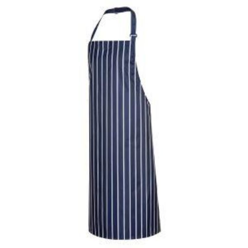 Picture of Striped Bib Apron Waterproof Nylon  - Navy/White