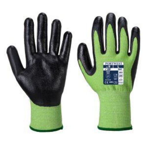 Picture of Green Cut A4 Nitrile Foam Glove - Green/Black Large/ 9 
