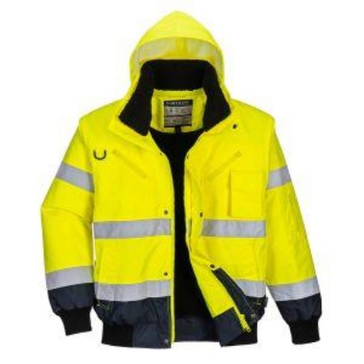 Picture of Hi Vis Contrast Bomber Jacket Yellow/Navy