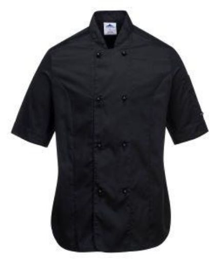 Picture of Ladies Rachel Kent Chefs Jacket Short Sleeved - Black