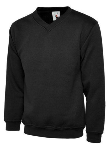 Picture of Uneek Premium V-Neck Sweatshirt - Black