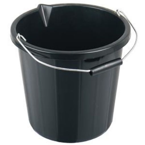 Picture of 3gal PLASTIC BUCKET & WIRE HANDLE - BLACK