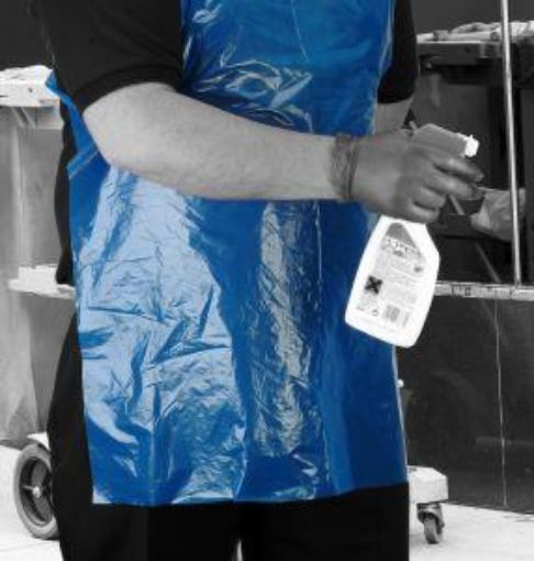 Picture of x100 DISPOSABLE APRONS 27x42"- BLUEFLAT PACK