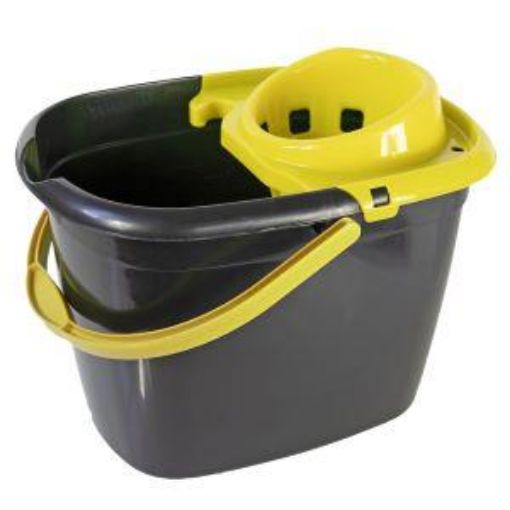 Picture of 14lt Economy Mop Bucket - Yellow Wringer & Handle (70% recycled plastic)