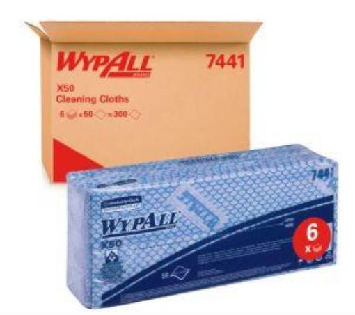 Picture of 7441 WypAll® X50 Interfold Wiping Cloths 6x50 - BLUE