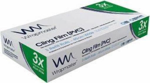 Picture of x3 45cm/ 18" x300m Clingfilm (PVC) Rolls for Wrapmaster 4500