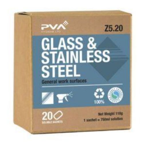 Picture of 1x20 PVA Soluble Glass & Stainless Steel Cleaner Sachets 