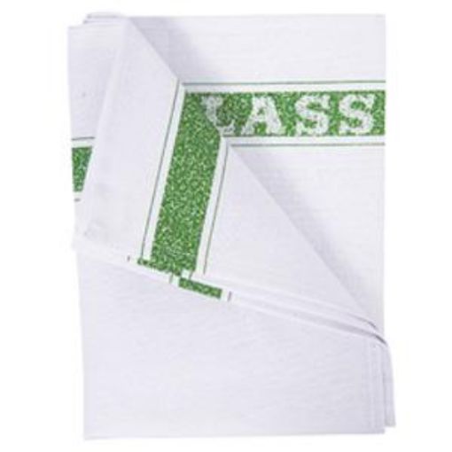 Picture of x10 Cotton Glass Cloth 50x76cm - White/Coloured Border