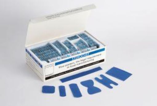 Picture of x100 Sterochef Hypoallergenic Detectable Plasters Assorted - Blue 