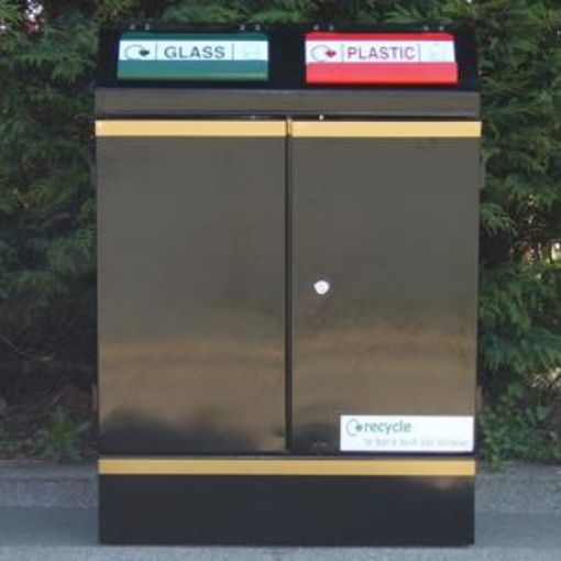 Picture of 200lt Terrace 2 Compartment Recycling Bin - Steel