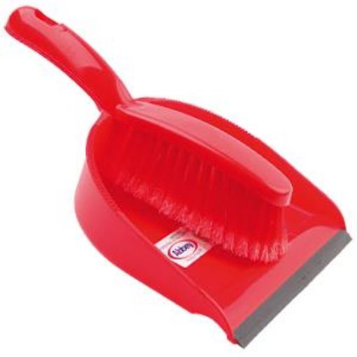 Picture of Economy Dustpan & Brush Set Soft - Red