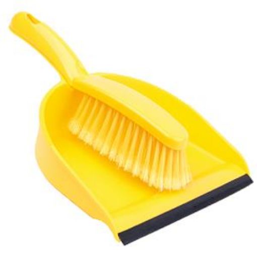 Picture of Economy Dustpan & Brush Set Soft - Yellow