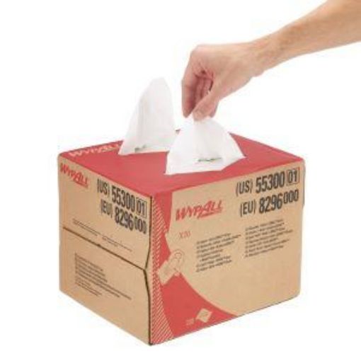 Picture of 8296 WypAll® X70 Power Clean  Cleaning Cloths Brag Box 200wipes - White