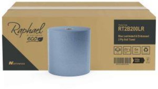 Picture of Raphael 2ply Embossed Towel Roll 6x200m - Blue Recycled Fibre