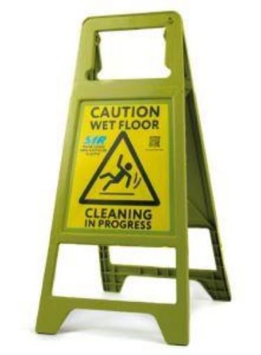 Picture of 60cm SafeGuard Caution Wet Floor / Cleaning in Progress Safety Sign (100% recycled material)