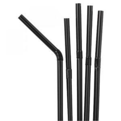 Picture of x250 20cm/ 8" PLA Compostable Flexistraws (6mm bore) - Black 