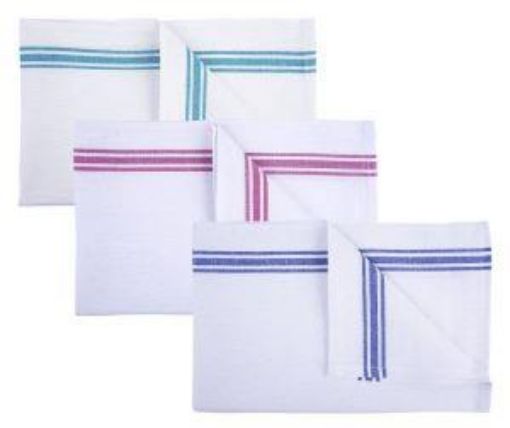 Picture of Cotton Tea Towel - White - (assorted borders) 45x74cm