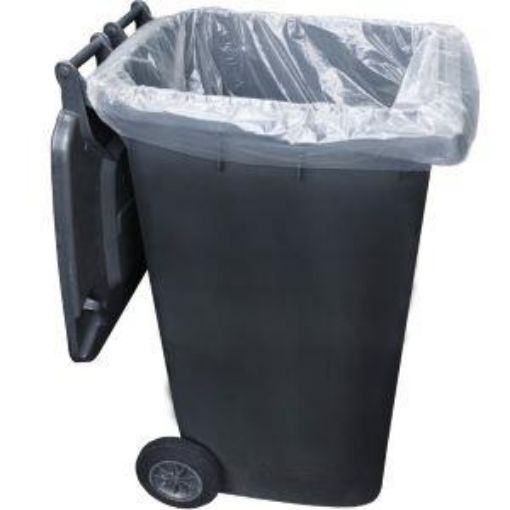 Picture of x100 240lt Clear Wheelie Bin Liner HDuty 30x45x54" 150g 762x1143x1372mm NA240B1