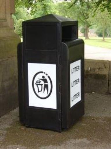 Picture of 100lt Glade Square Peaked Polythene Litter Bin - Black 