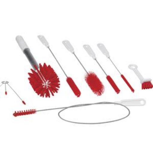 Picture of Vikan Softice Machine Brush Kit - Red (assortment of different brushes)