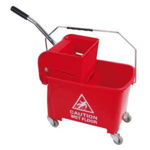 Picture of 20lt Speedy Dual Cavity Bucket & Wringer - Red (for damp mopping)