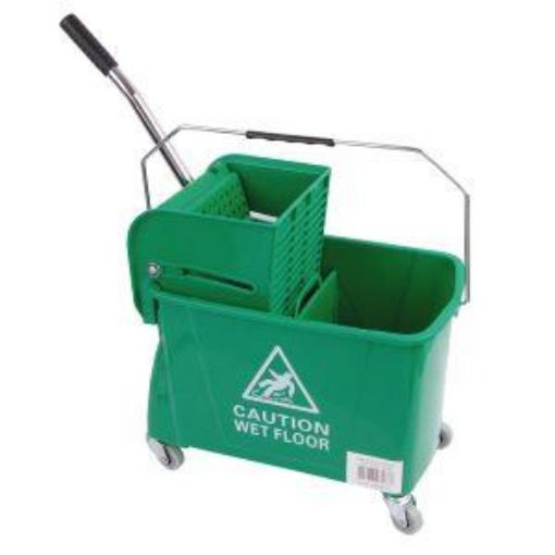 Picture of 20lt Speedy Dual Cavity Bucket & Wringer - Green (for damp mopping)