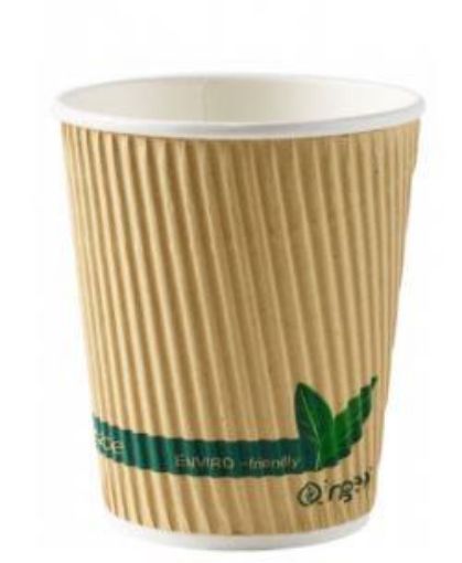 Picture of x500 8oz Kraft Compostable Hot Cups Ripple