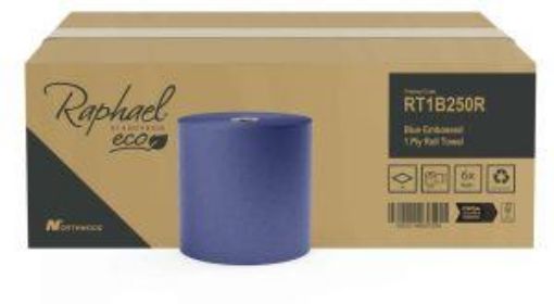 Picture of Raphael 1ply Embossed Hand Towel Roll 6x250m - Blue Recycled Fibre