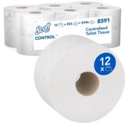 Picture of 8569 Scott CONTROL Mini Twin Centrefeed Toilet Tissue 12x204m