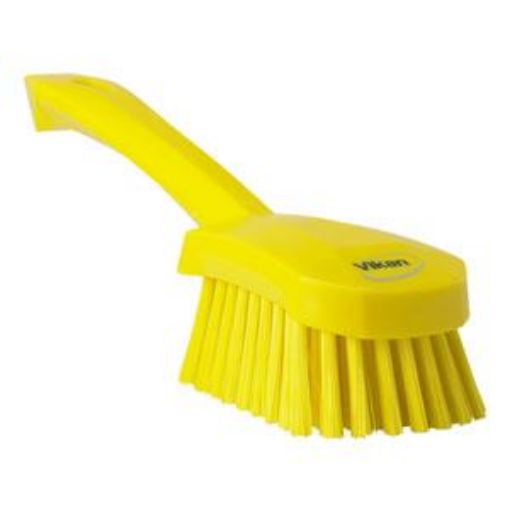 Picture of 27cm/ 9.5" Vikan Washing Brush with Short Handle Hard - Yellow