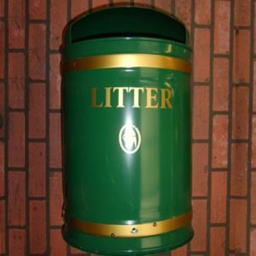 Picture of 40lt KNIGHT DOME TOP WALL MOUNT LITTER BIN GREEN