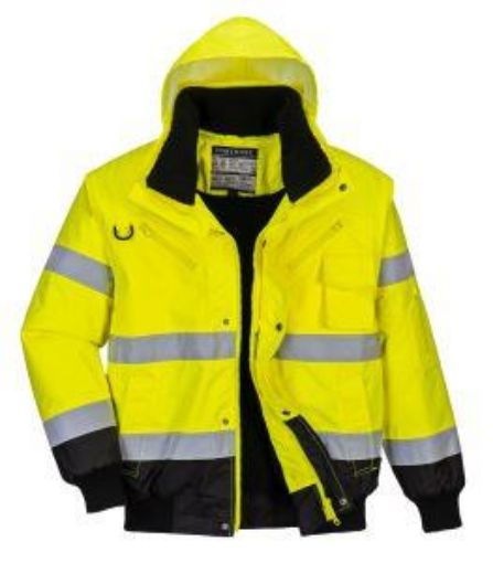 Picture of Hi Vis Contrast Bomber Jacket - Yellow/Black