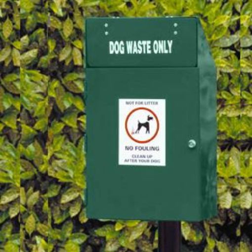 Picture of Dog Bin with Push Flap Post Mounted - Green