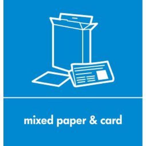 Picture of Recycle Label Self Adhesive - Blue Mixed Paper & Card (10x9.5cm)