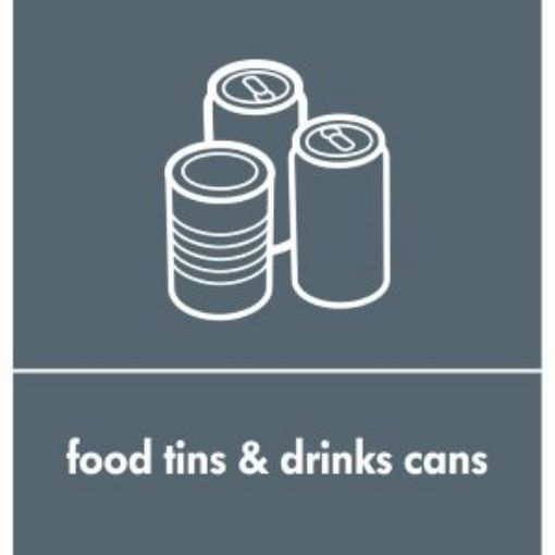 Picture of Recycle Label Self Adhesive - Grey Tins & Cans 