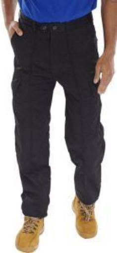 Picture of Cargo Work Trousers Knee Pad Pockets Reg Leg (29") - Black