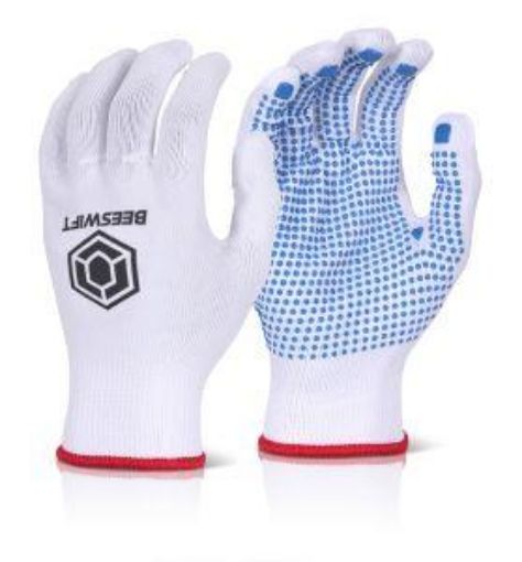 Picture of Tronix Knitted Nylon Polka Dot Gloves - White/Blue