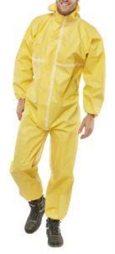 Picture of Disposable Hooded Microporous Coverall Type 3/4/5/6 - Yellow