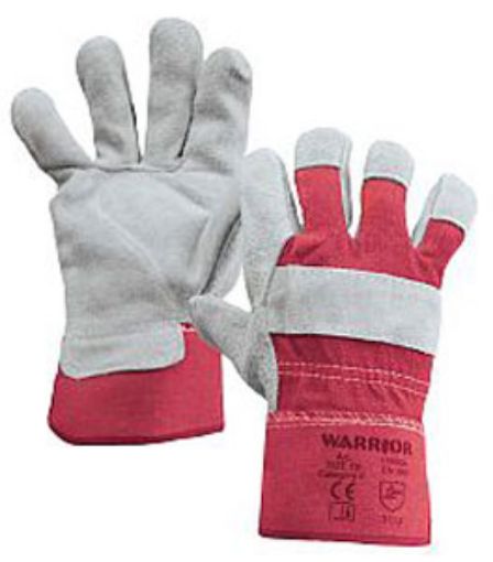 Picture of Warrior Split Leather Rigger Gloves - Grey/Red