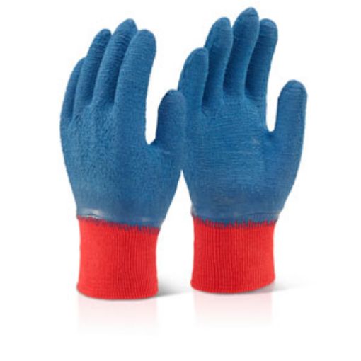 Picture of Latex Coated Cotton Knitwrist Gripper Glove - Blue Large 