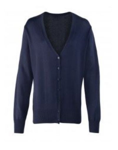 Picture of Ladies Button Through Cardigan - Navy