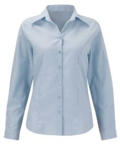 Picture of Ladies Oxford Polycotton Blouse - Light Blue