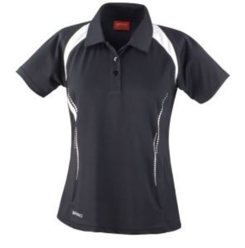 Picture of Ladies Spiro Sports Polo Shirt - Black/White Trim