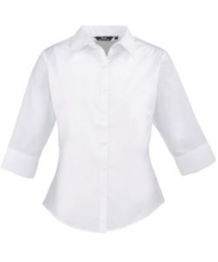 Picture of Premier Ladies Poplin Blouse 3/4 Sleeve - White