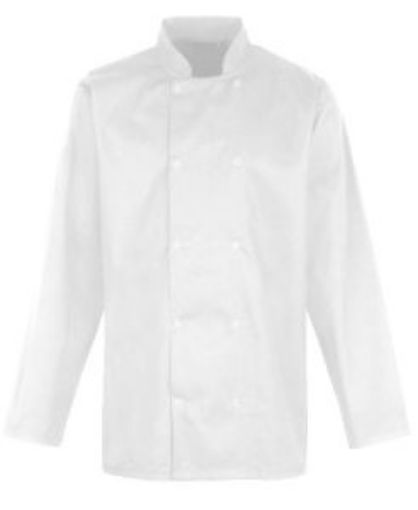 Picture of Unisex Chefs Stud Jacket Long Sleeve - White