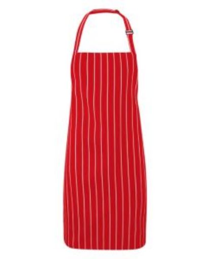 Picture of Striped Bib Apron PCotton - Red/White 